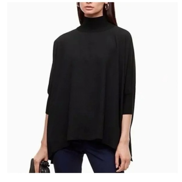 Vince Black Cowl Turtleneck blouse Relaxed Fit size L 3/4...